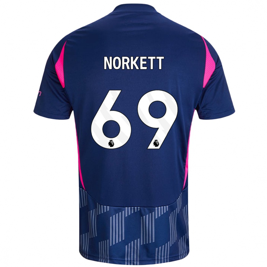 Kids Football Manni Norkett #69 Royal Blue Pink Away Jersey 2024/25 T-Shirt Uk