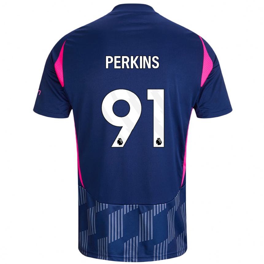 Kids Football Jack Perkins #91 Royal Blue Pink Away Jersey 2024/25 T-Shirt Uk