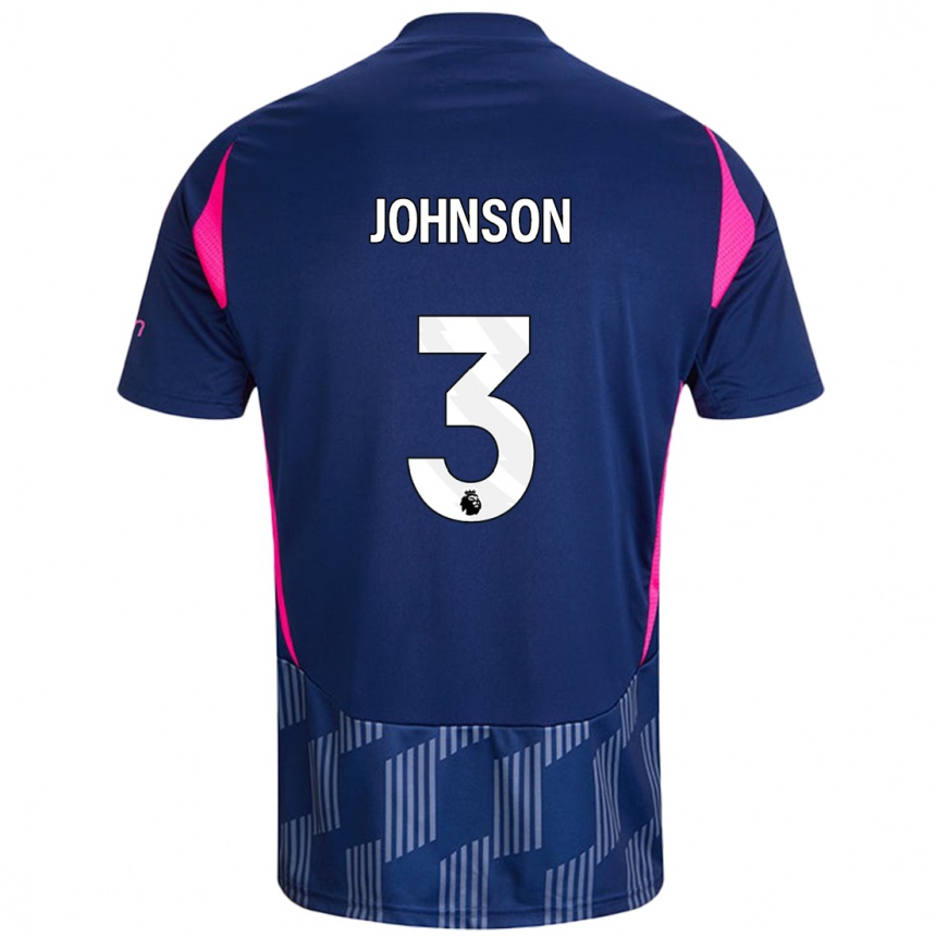 Kids Football Nat Johnson #3 Royal Blue Pink Away Jersey 2024/25 T-Shirt Uk