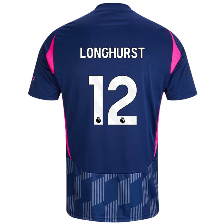 Kids Football Kate Longhurst #12 Royal Blue Pink Away Jersey 2024/25 T-Shirt Uk