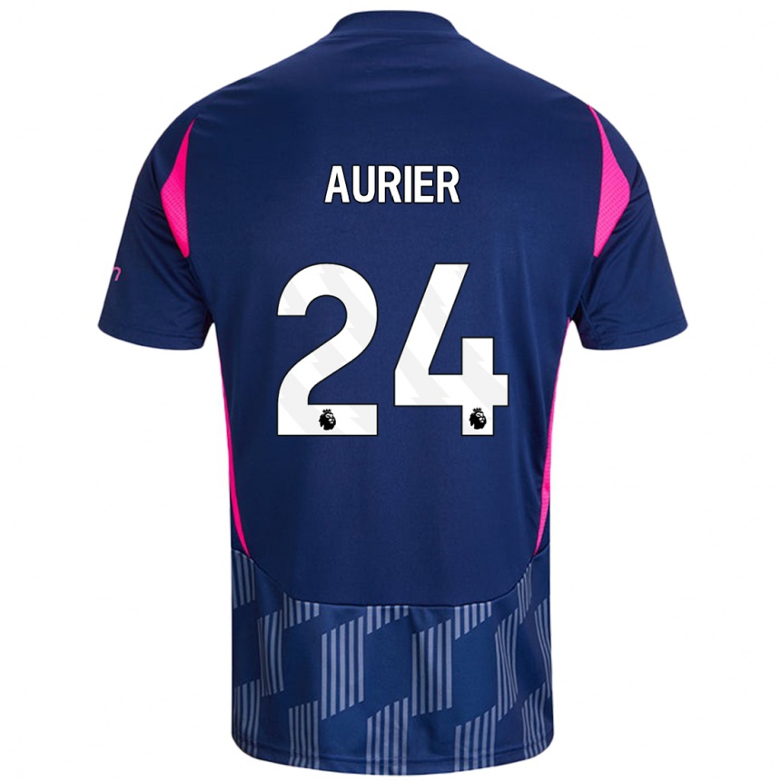 Kids Football Serge Aurier #24 Royal Blue Pink Away Jersey 2024/25 T-Shirt Uk