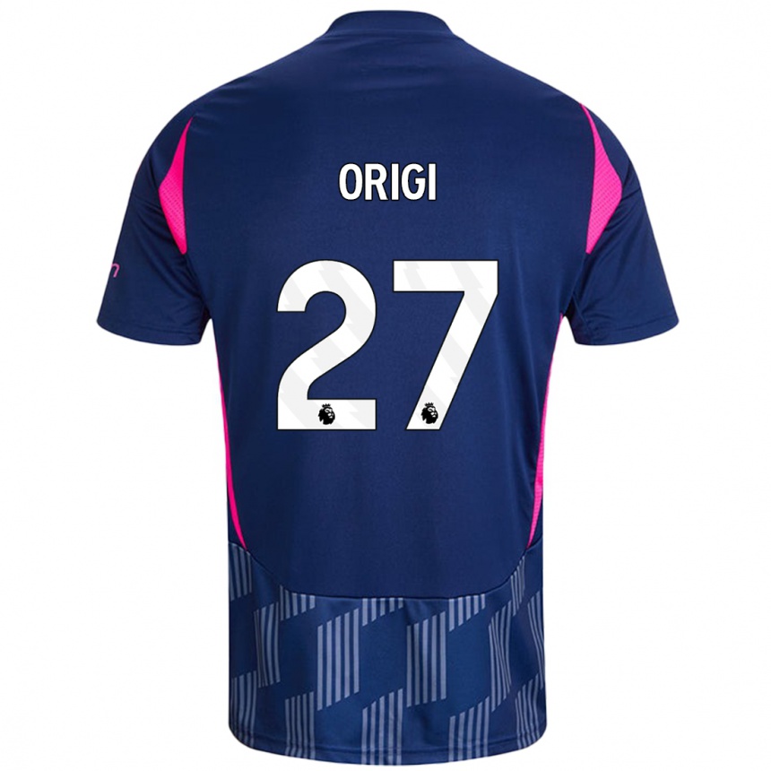 Kids Football Divock Origi #27 Royal Blue Pink Away Jersey 2024/25 T-Shirt Uk