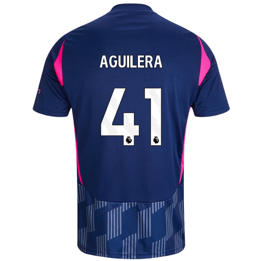 Kids Football Brandon Aguilera #41 Royal Blue Pink Away Jersey 2024/25 T-Shirt Uk