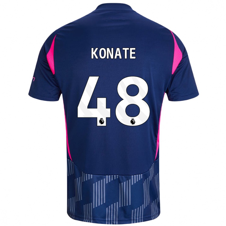 Kids Football Ateef Konaté #48 Royal Blue Pink Away Jersey 2024/25 T-Shirt Uk