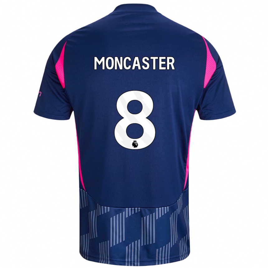 Kids Football Mai Moncaster #8 Royal Blue Pink Away Jersey 2024/25 T-Shirt Uk