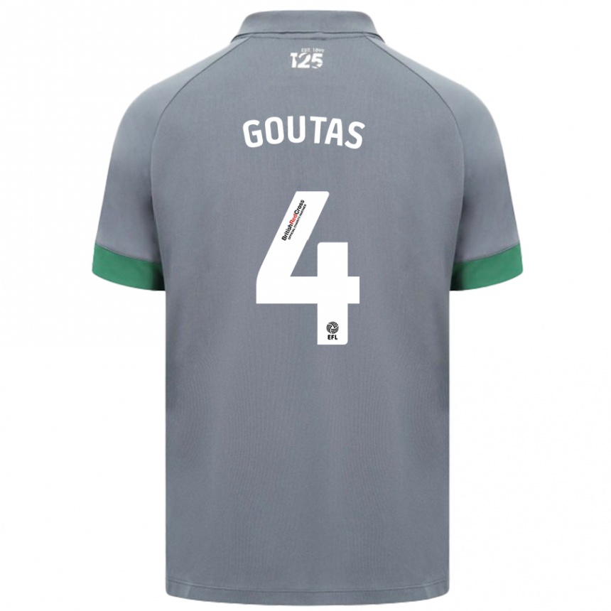 Kids Football Dimitrios Goutas #4 Dark Gray Away Jersey 2024/25 T-Shirt Uk