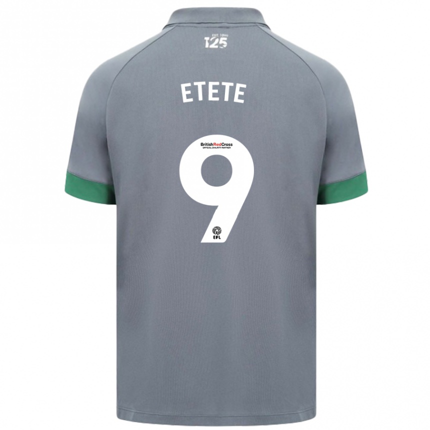 Kids Football Kion Etete #9 Dark Gray Away Jersey 2024/25 T-Shirt Uk