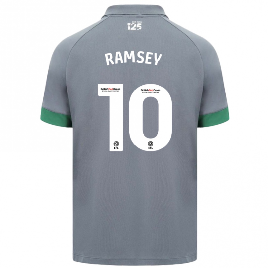 Kids Football Aaron Ramsey #10 Dark Gray Away Jersey 2024/25 T-Shirt Uk