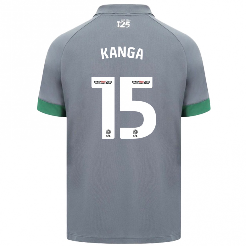 Kids Football Wilfried Kanga #15 Dark Gray Away Jersey 2024/25 T-Shirt Uk