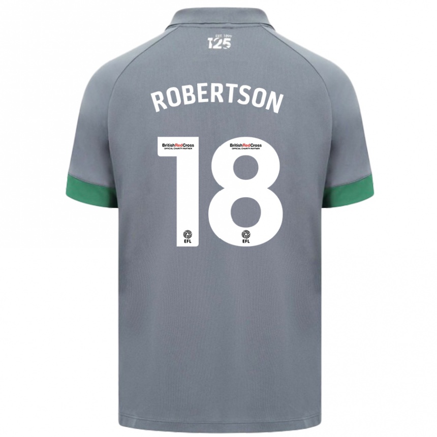 Kids Football Alex Robertson #18 Dark Gray Away Jersey 2024/25 T-Shirt Uk