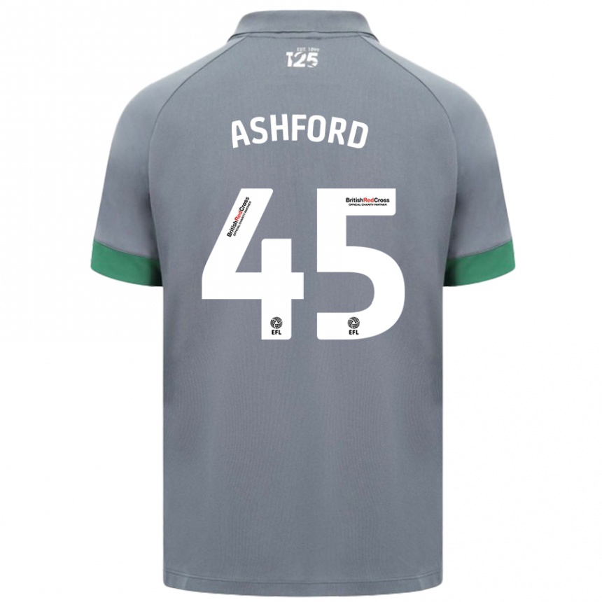 Kids Football Cian Ashford #45 Dark Gray Away Jersey 2024/25 T-Shirt Uk