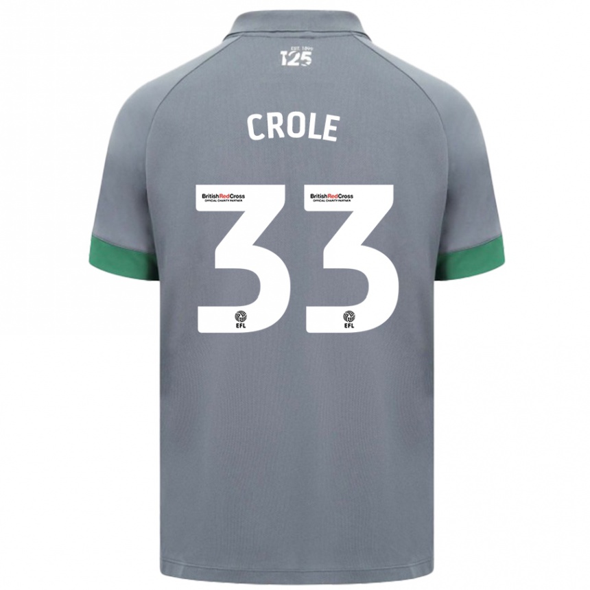 Kids Football James Crole #33 Dark Gray Away Jersey 2024/25 T-Shirt Uk