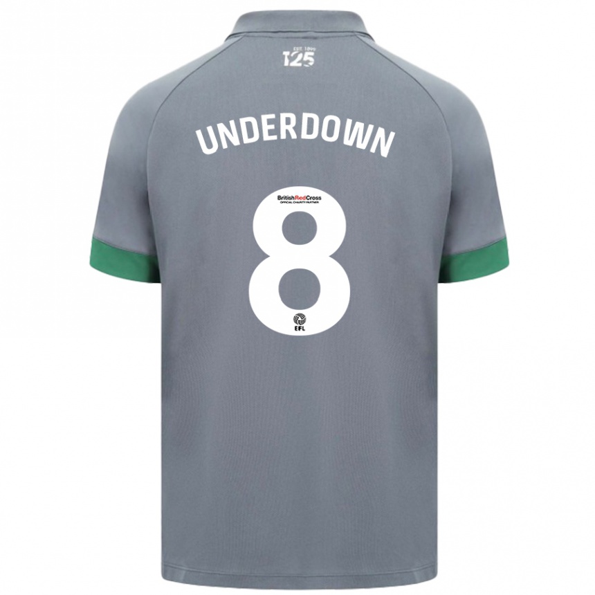 Kids Football Kanisha Underdown #8 Dark Gray Away Jersey 2024/25 T-Shirt Uk