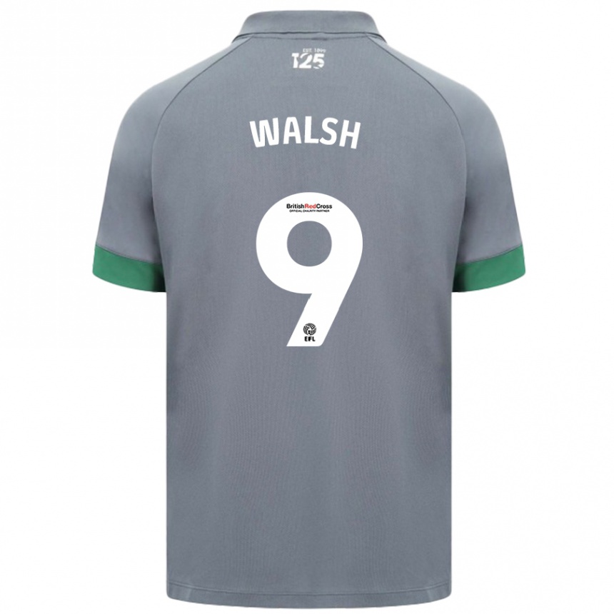 Kids Football Catherine Walsh #9 Dark Gray Away Jersey 2024/25 T-Shirt Uk