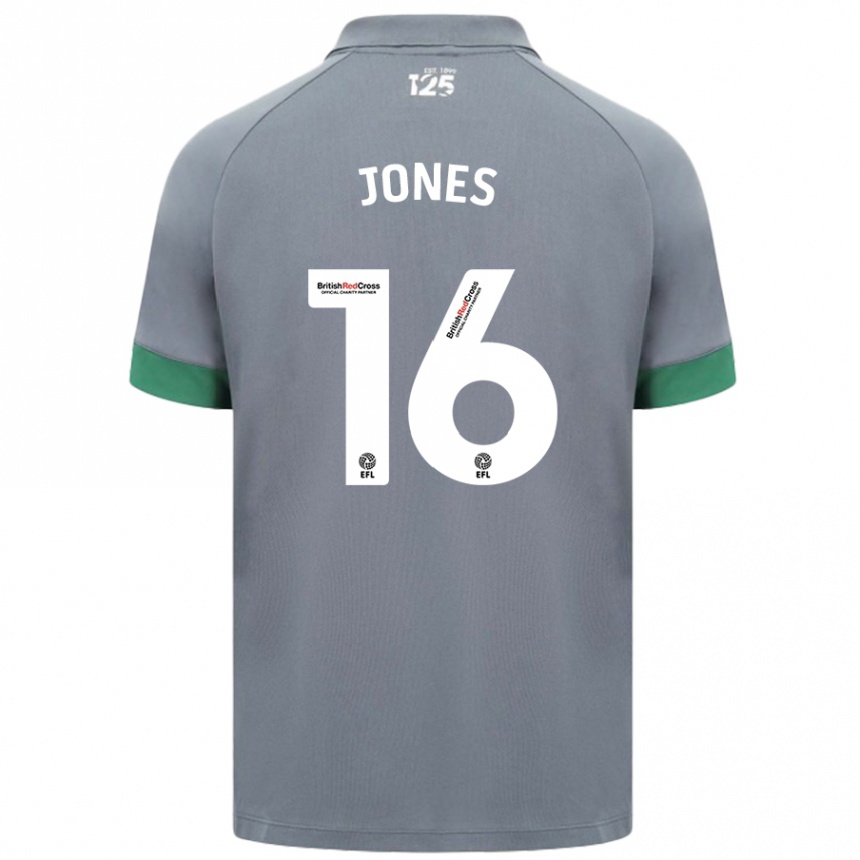 Kids Football Ellie Jones #16 Dark Gray Away Jersey 2024/25 T-Shirt Uk