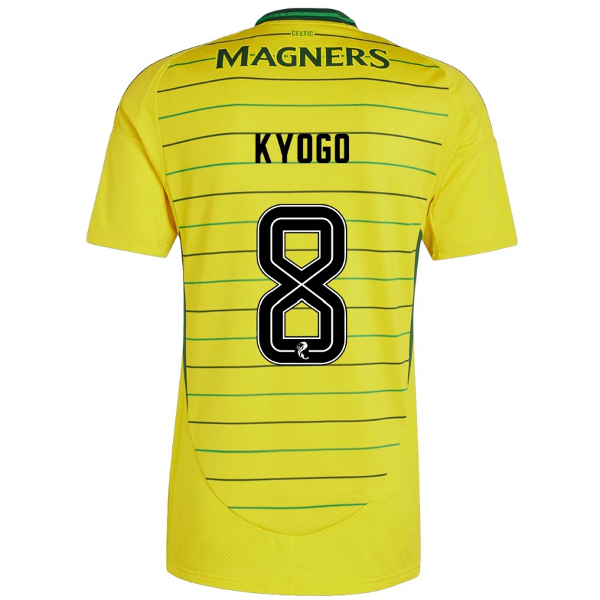 Kids Football Kyogo Furuhashi #8 Yellow Away Jersey 2024/25 T-Shirt Uk