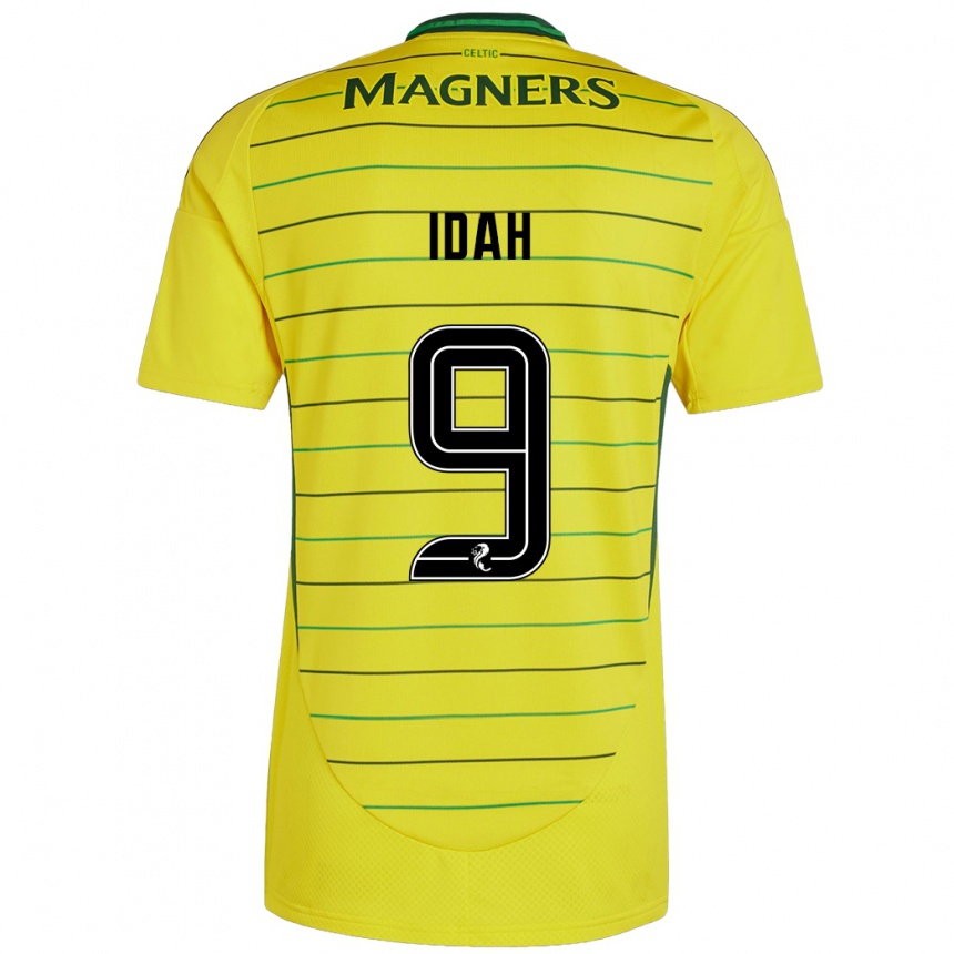 Kids Football Adam Idah #9 Yellow Away Jersey 2024/25 T-Shirt Uk