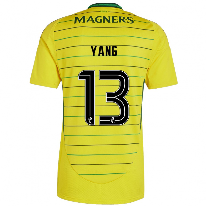 Kids Football Hyun-Jun Yang #13 Yellow Away Jersey 2024/25 T-Shirt Uk