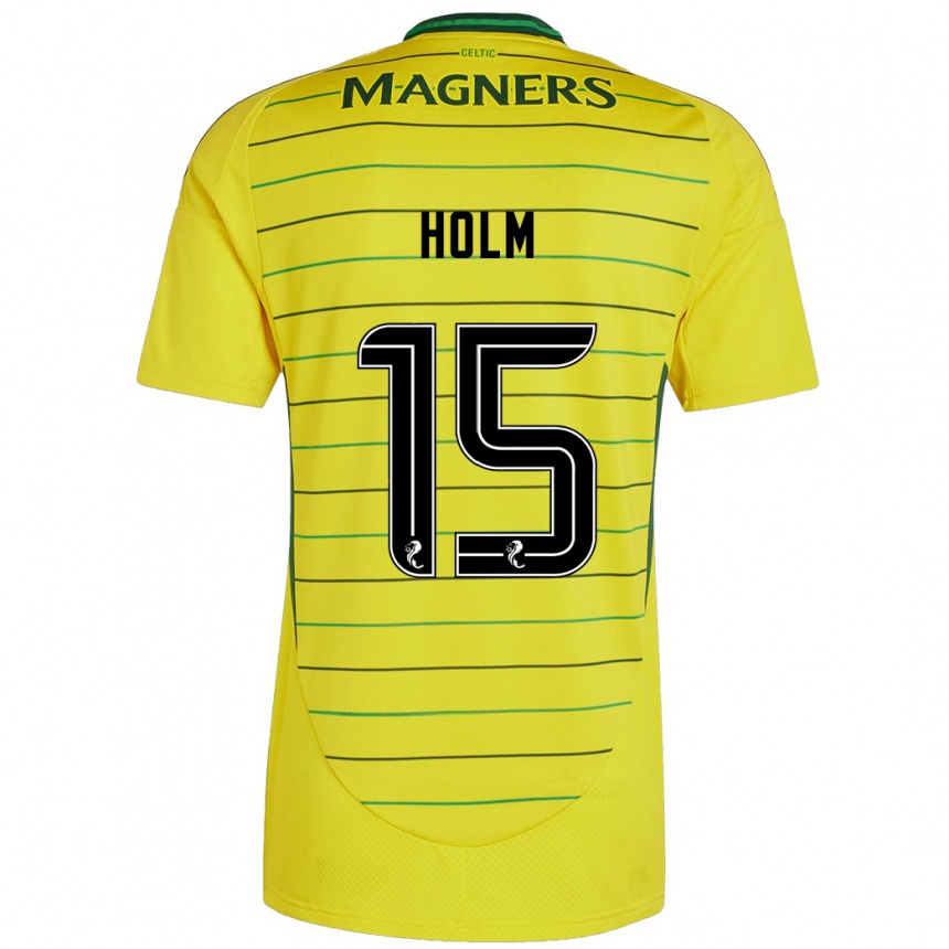 Kids Football Odin Thiago Holm #15 Yellow Away Jersey 2024/25 T-Shirt Uk