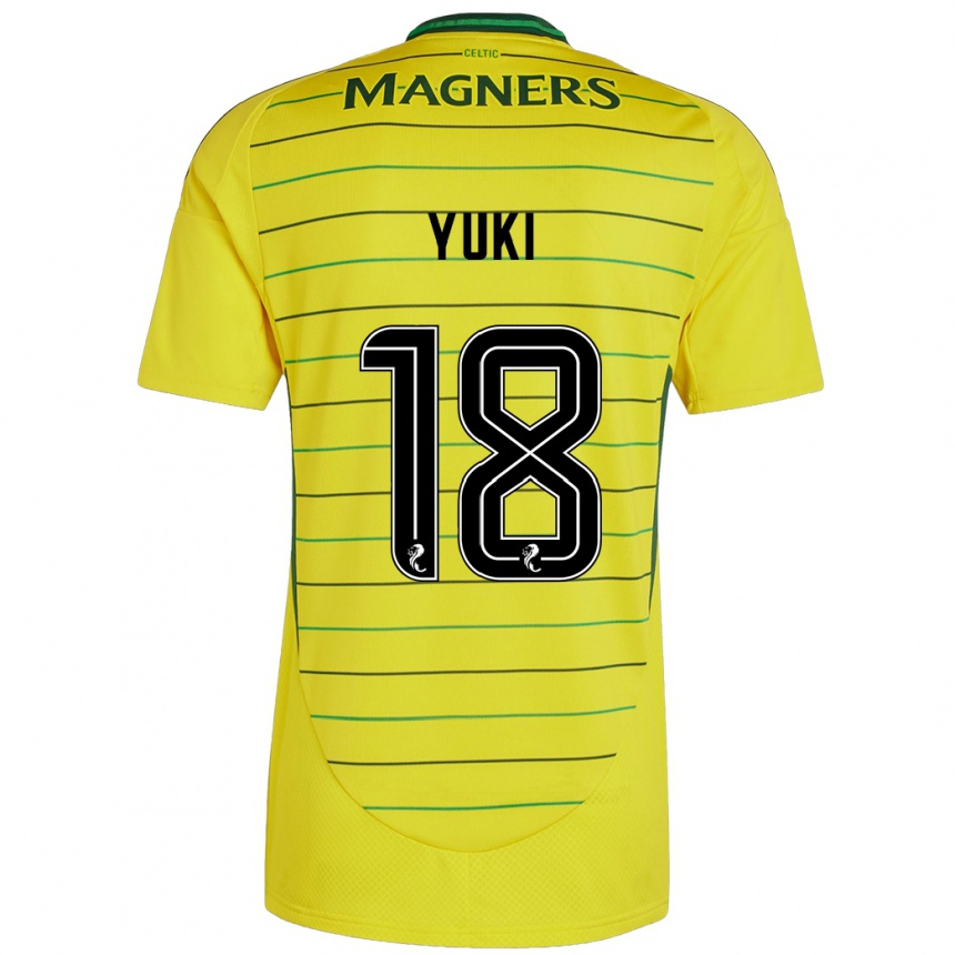 Kids Football Yuki Kobayashi #18 Yellow Away Jersey 2024/25 T-Shirt Uk