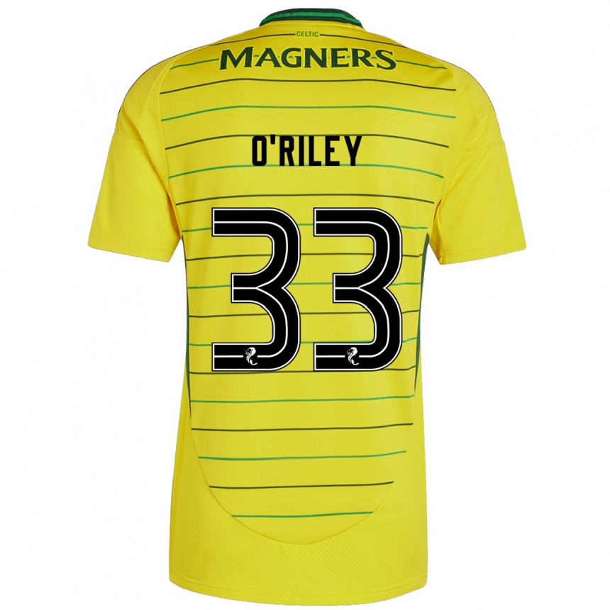 Kids Football Matt O'riley #33 Yellow Away Jersey 2024/25 T-Shirt Uk