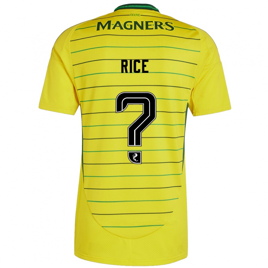 Kids Football Aidan Rice #0 Yellow Away Jersey 2024/25 T-Shirt Uk