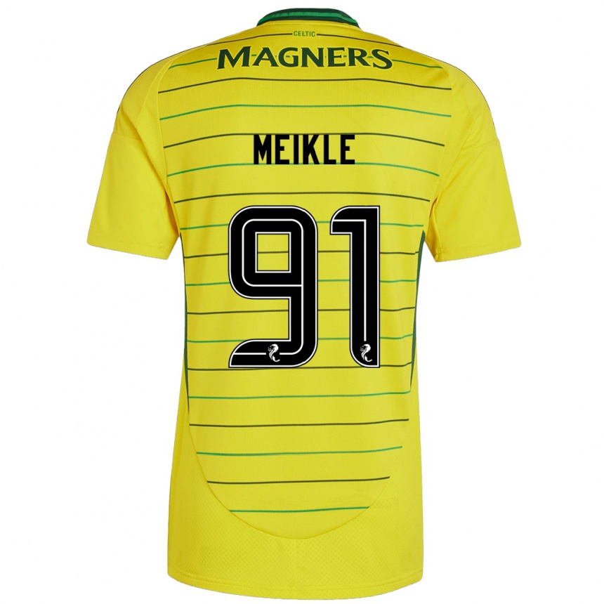 Kids Football Jamie Meikle #91 Yellow Away Jersey 2024/25 T-Shirt Uk