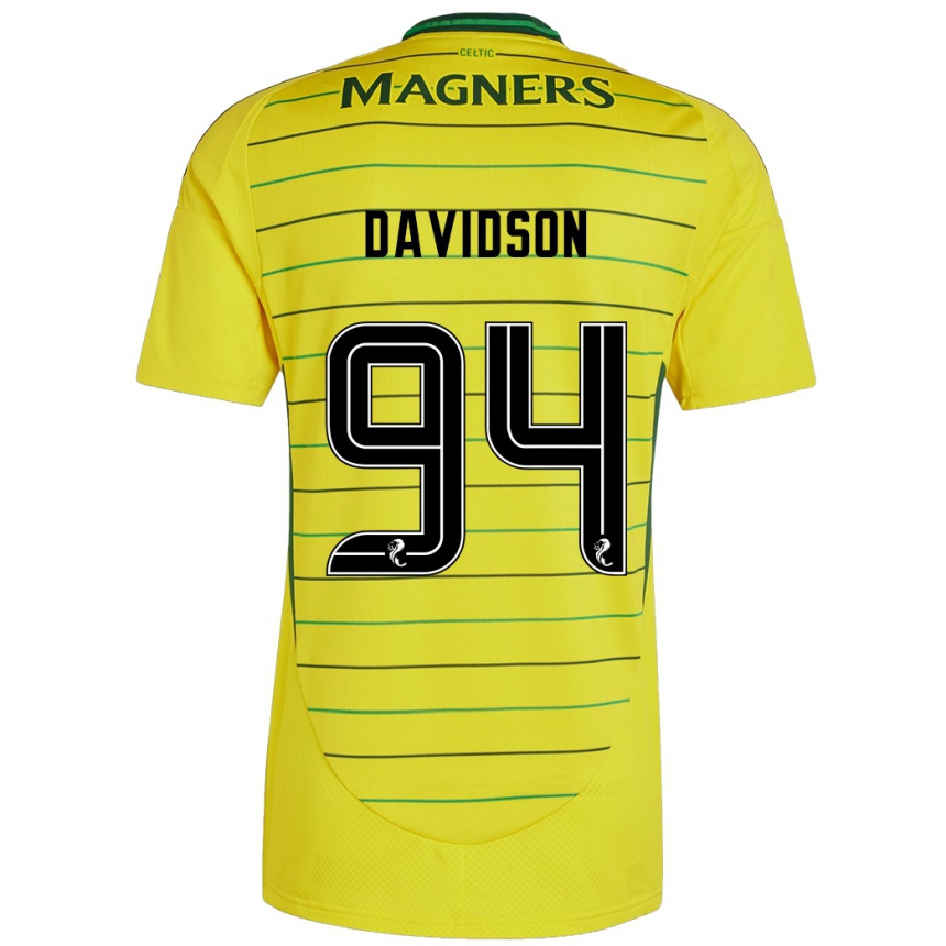 Kids Football Bruno Davidson #94 Yellow Away Jersey 2024/25 T-Shirt Uk