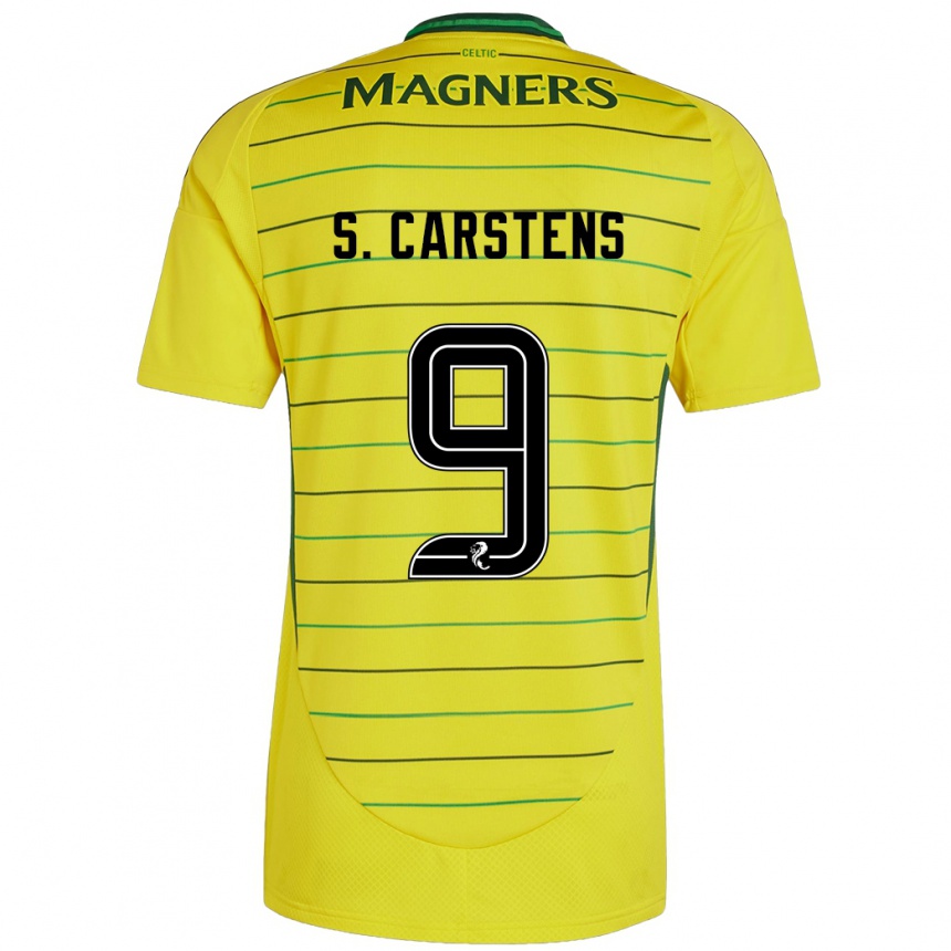 Kids Football Signe Carstens #9 Yellow Away Jersey 2024/25 T-Shirt Uk