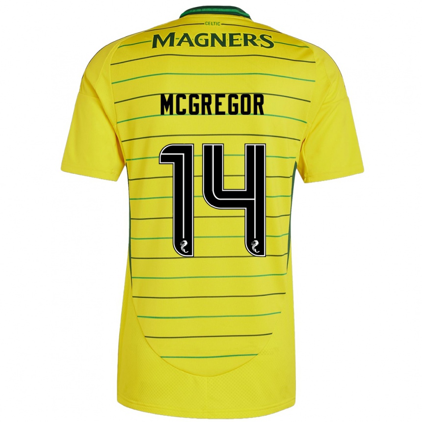 Kids Football Shannon Mcgregor #14 Yellow Away Jersey 2024/25 T-Shirt Uk