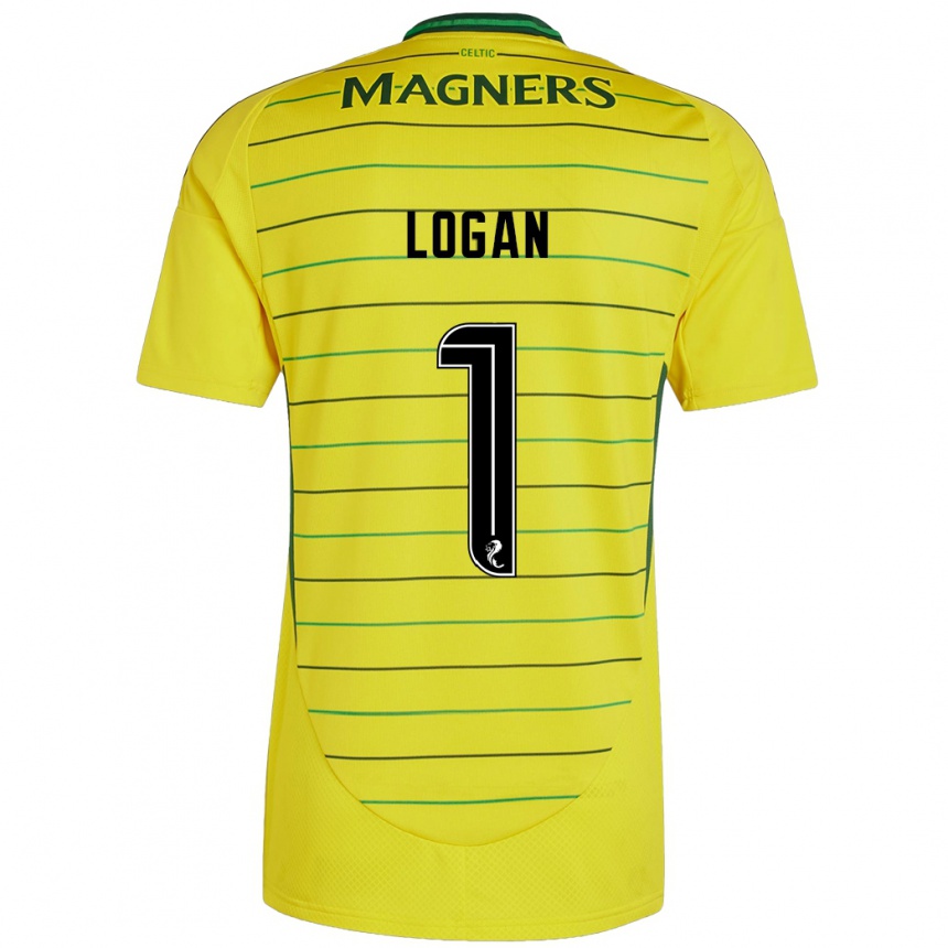 Kids Football Chloe Logan #1 Yellow Away Jersey 2024/25 T-Shirt Uk