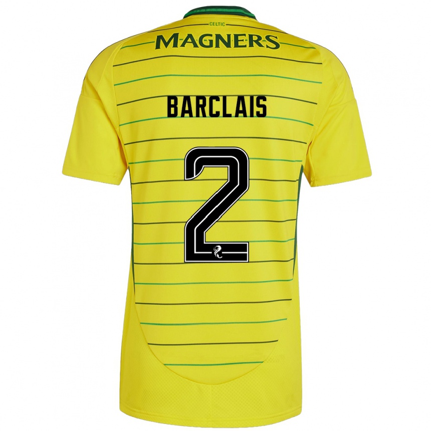 Kids Football Celya Barclais #2 Yellow Away Jersey 2024/25 T-Shirt Uk