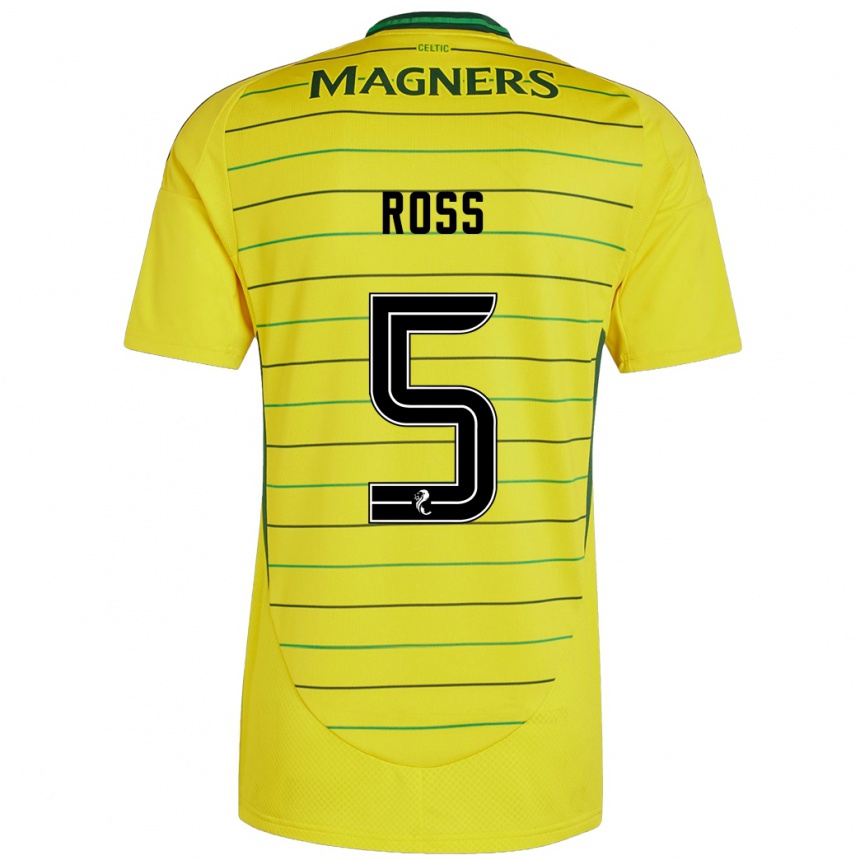 Kids Football Natalie Ross #5 Yellow Away Jersey 2024/25 T-Shirt Uk