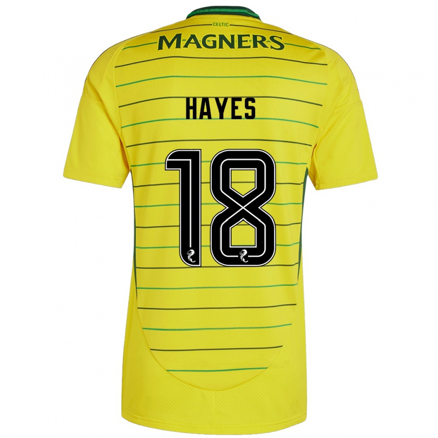 Kids Football Caitlin Hayes #18 Yellow Away Jersey 2024/25 T-Shirt Uk