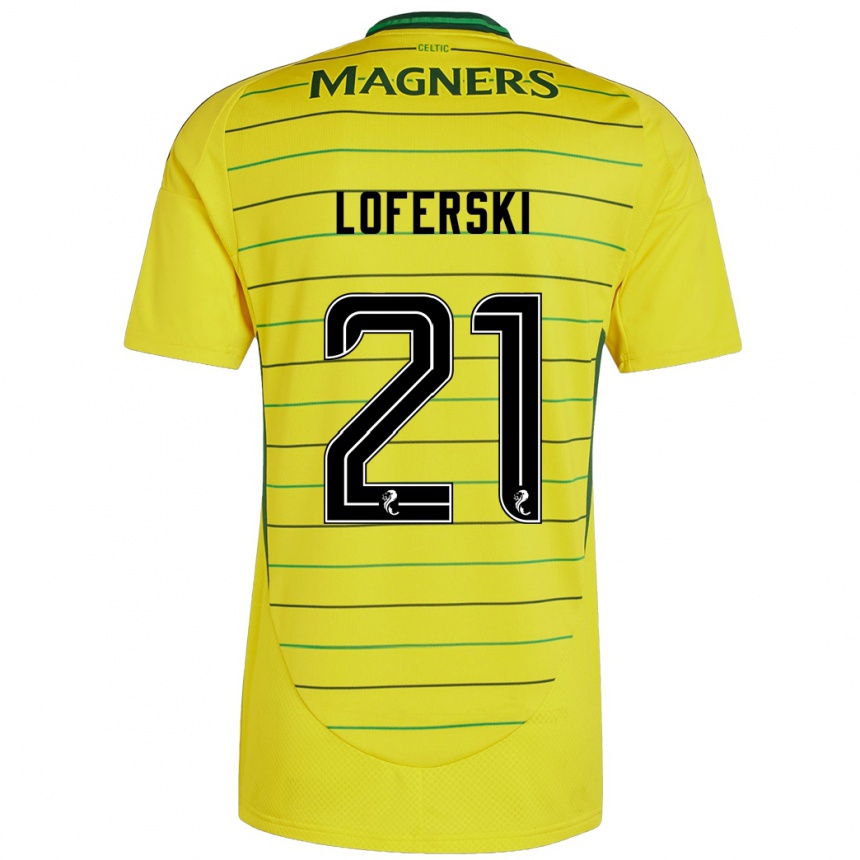 Kids Football Kit Loferski #21 Yellow Away Jersey 2024/25 T-Shirt Uk