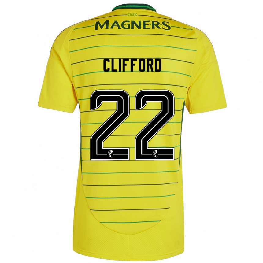 Kids Football Lucy Ashworth-Clifford #22 Yellow Away Jersey 2024/25 T-Shirt Uk