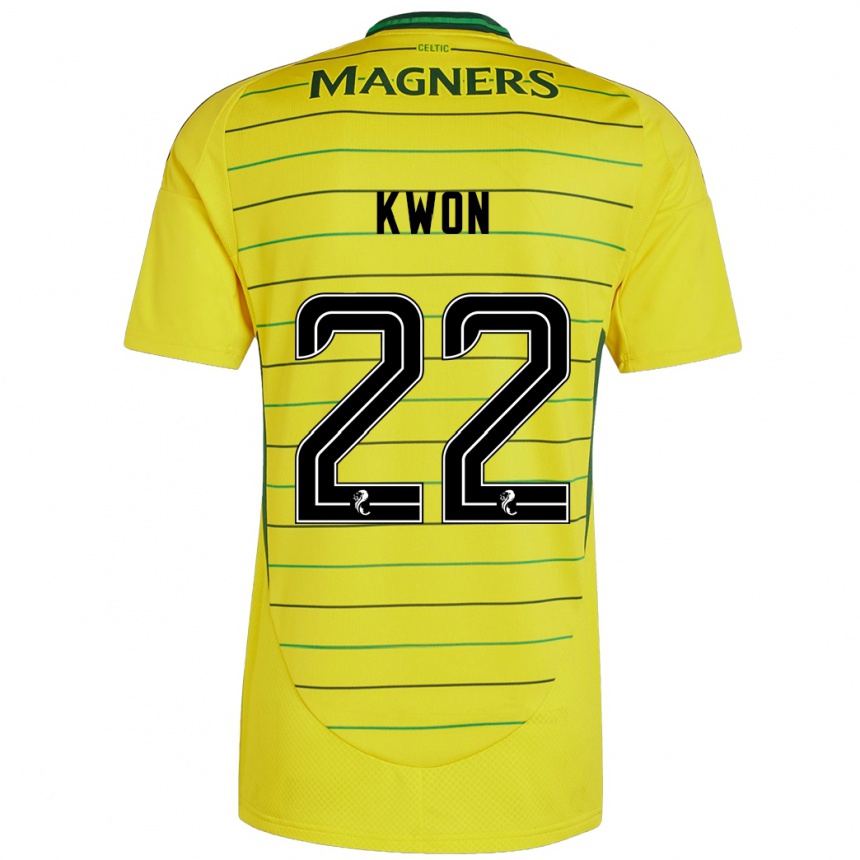 Kids Football Hyeok-Kyu Kwon #22 Yellow Away Jersey 2024/25 T-Shirt Uk