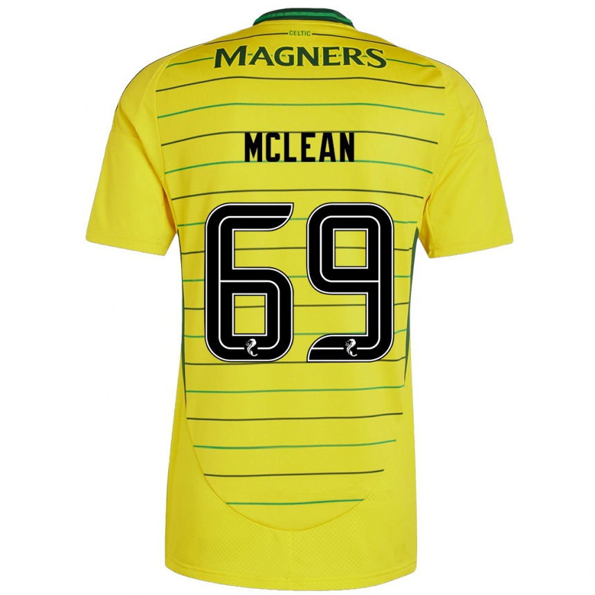 Kids Football Kai Mclean #69 Yellow Away Jersey 2024/25 T-Shirt Uk