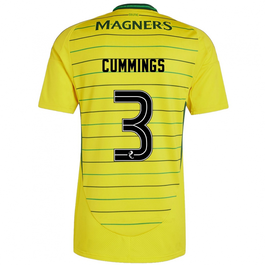 Kids Football Sydney Cummings #3 Yellow Away Jersey 2024/25 T-Shirt Uk