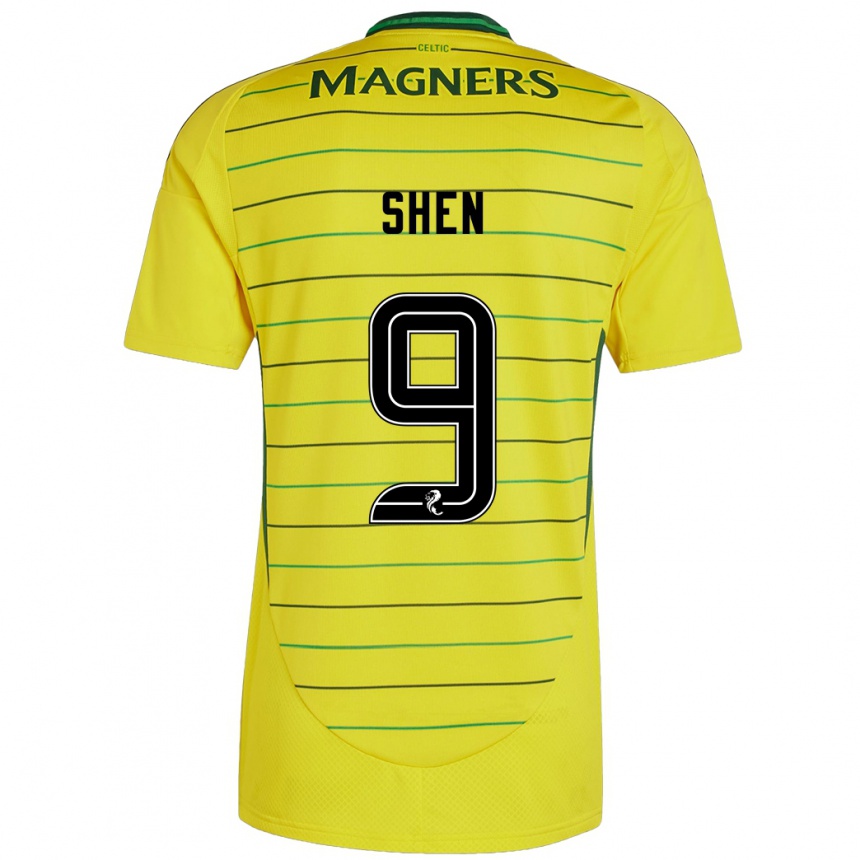 Kids Football Shen Mengyu #9 Yellow Away Jersey 2024/25 T-Shirt Uk