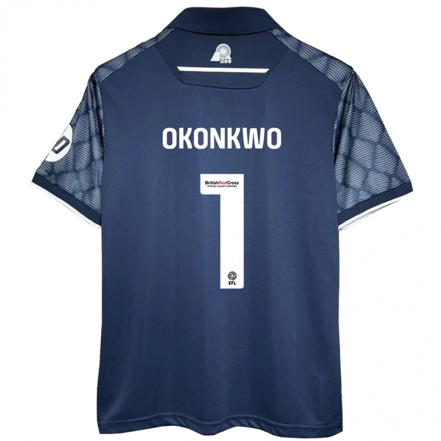 Kids Football Arthur Okonkwo #1 Black Away Jersey 2024/25 T-Shirt Uk