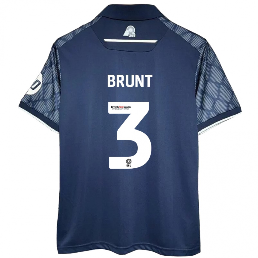 Kids Football Lewis Brunt #3 Black Away Jersey 2024/25 T-Shirt Uk