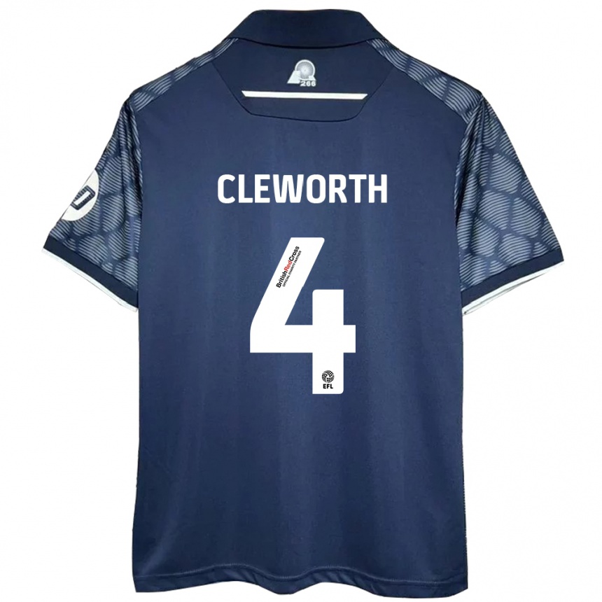 Kids Football Max Cleworth #4 Black Away Jersey 2024/25 T-Shirt Uk