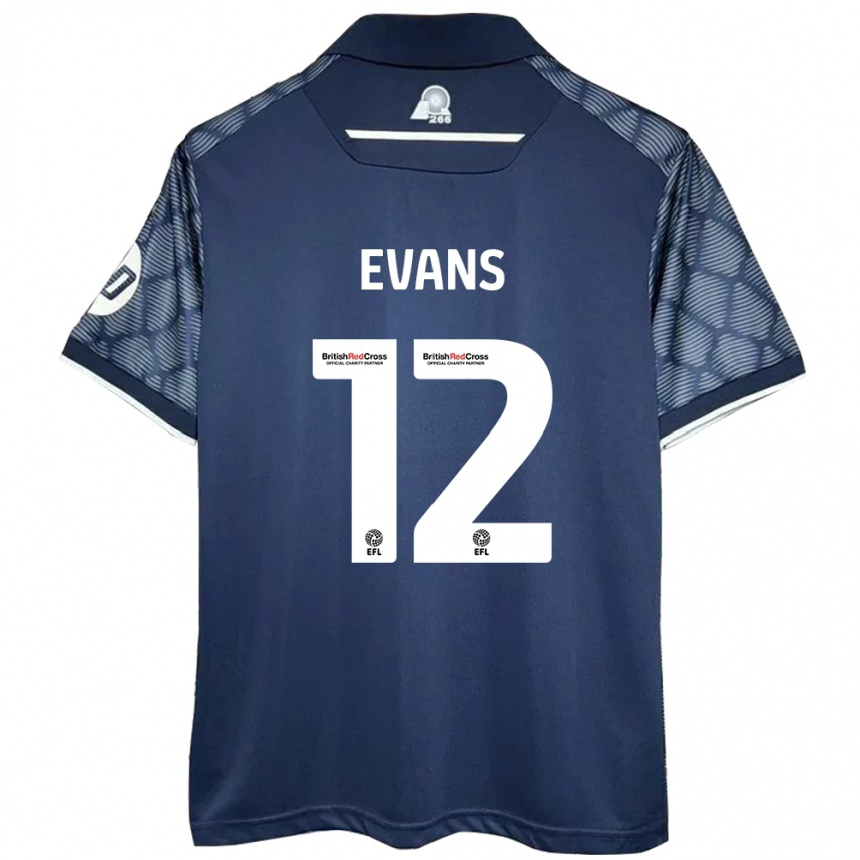 Kids Football George Evans #12 Black Away Jersey 2024/25 T-Shirt Uk