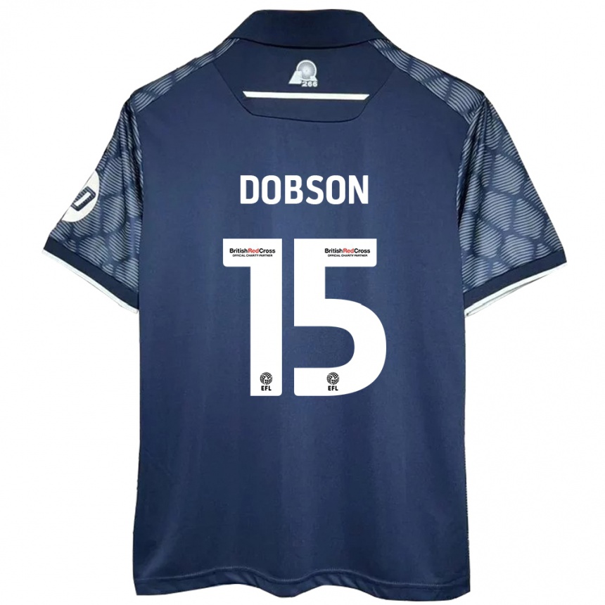 Kids Football George Dobson #15 Black Away Jersey 2024/25 T-Shirt Uk