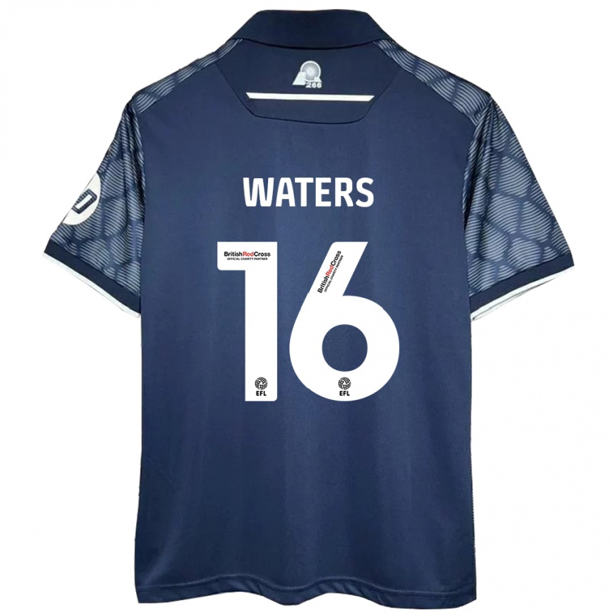 Kids Football Billy Waters #16 Black Away Jersey 2024/25 T-Shirt Uk