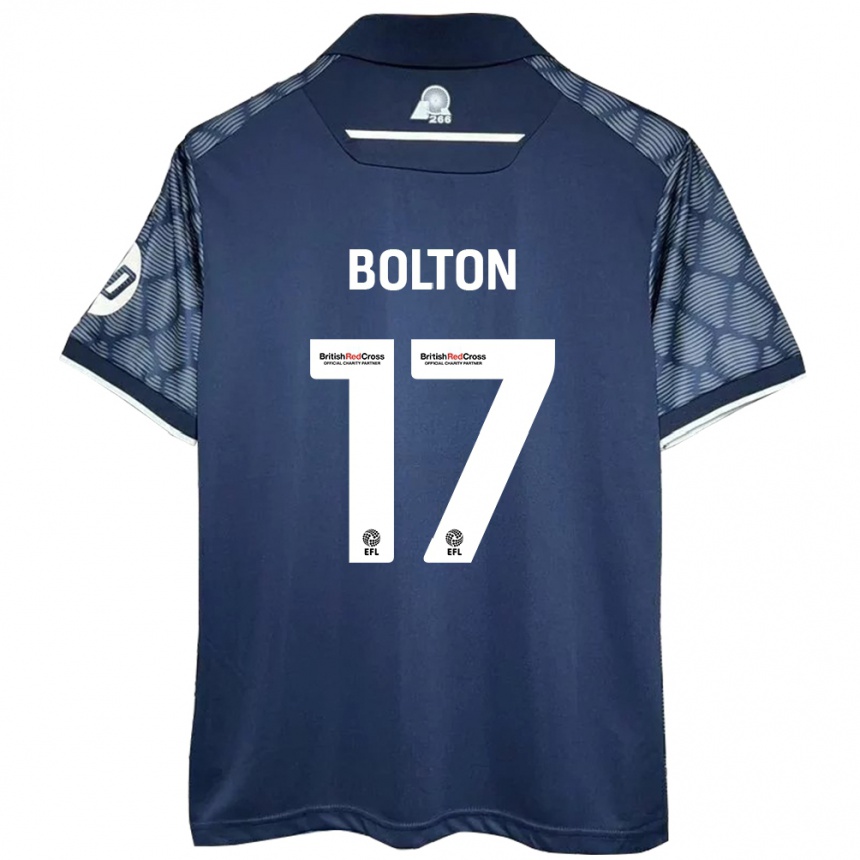 Kids Football Luke Bolton #17 Black Away Jersey 2024/25 T-Shirt Uk