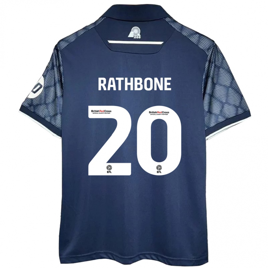 Kids Football Ollie Rathbone #20 Black Away Jersey 2024/25 T-Shirt Uk