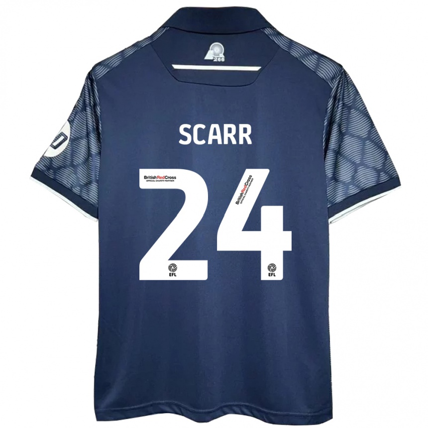 Kids Football Dan Scarr #24 Black Away Jersey 2024/25 T-Shirt Uk