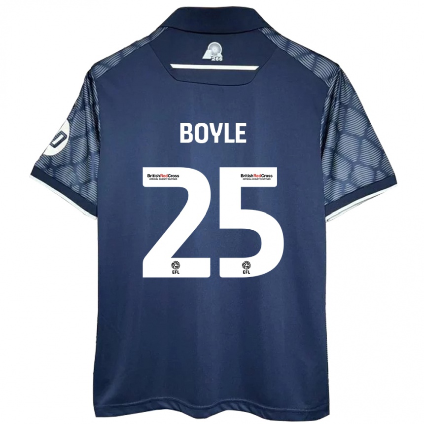 Kids Football Will Boyle #25 Black Away Jersey 2024/25 T-Shirt Uk